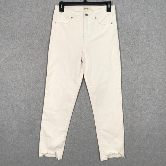 Jessica Simpson Jeans Size 26 Slim Straight Stretch Raw Frayed Hem Shark Bite - Picture 1 of 13